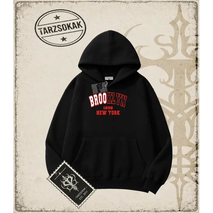Brooklyn  1898 Oversize Unisex Kapşonlu Sweatshirt