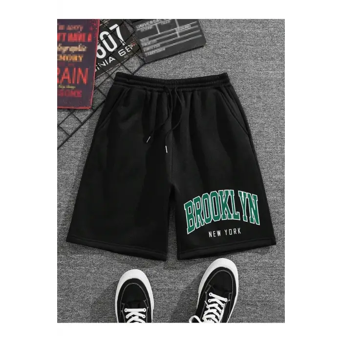 Brooklyn Baskılı Rahat kalıp Unisex Şort
