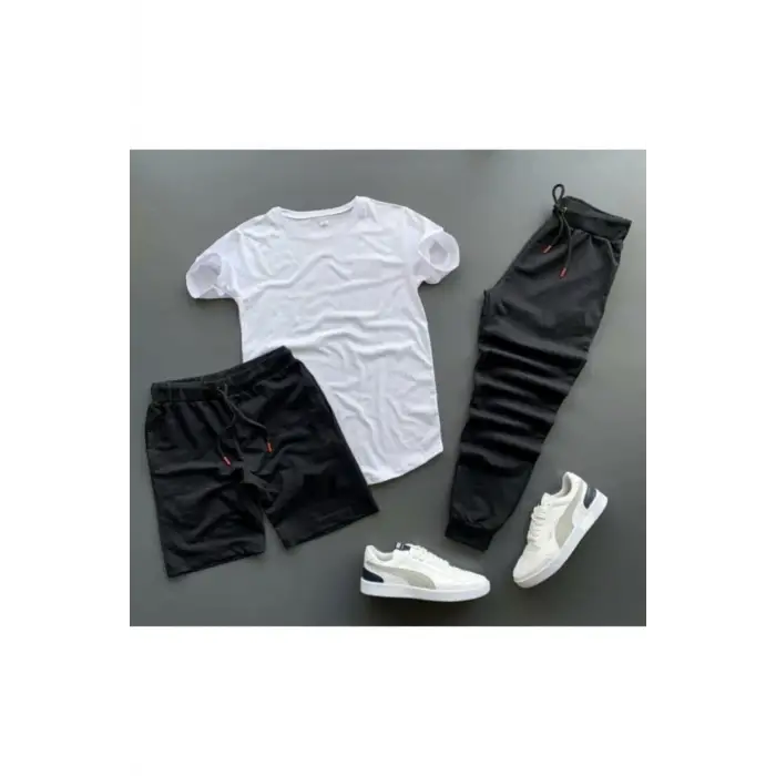 BSJEANS Unisex Eşofman Şort Tshirt Set 3lü BS3LÜ