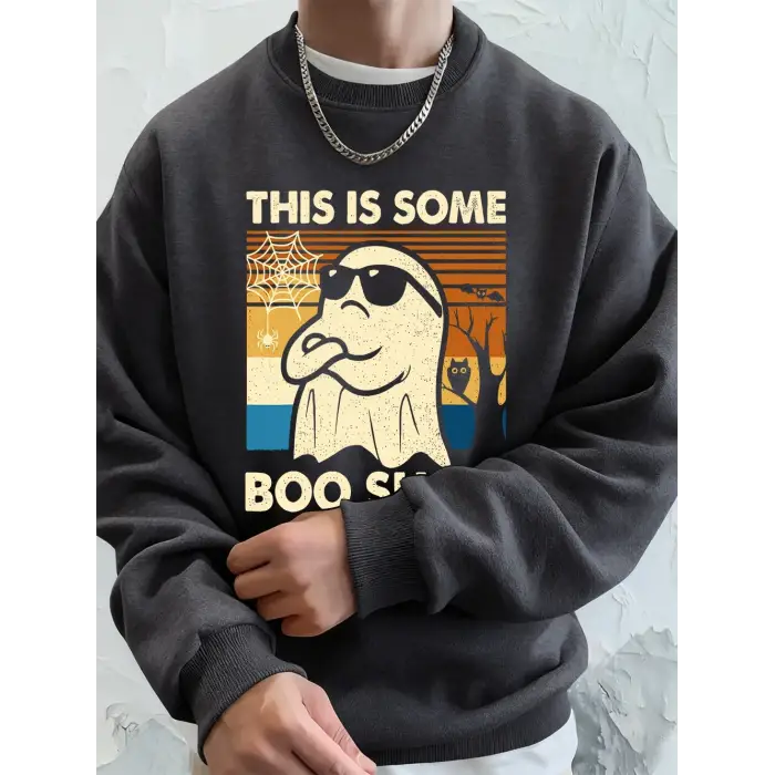 Bu Biraz Şaka Yapılı Baskılı Erkek Sweatshirt Kışlık Yuvarlak Yaka Kapüşonlu Sweatshirt Sokak