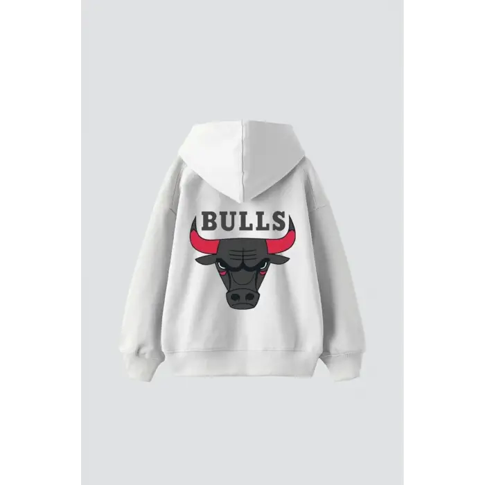 Bulls Baskılı Oversize Unisex Beyaz
