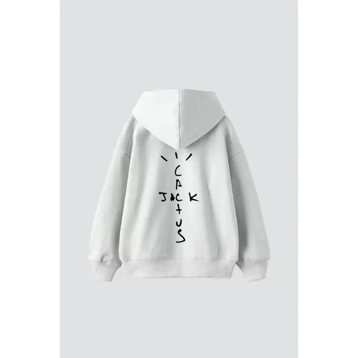Cactus Jack Sırt Baskılı Oversize Unisex Beyaz