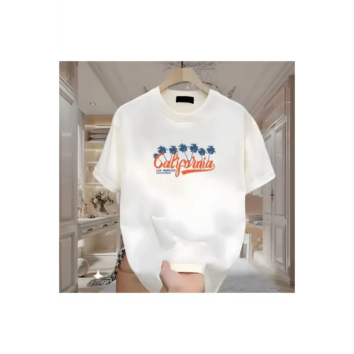 California Baskılı Beyaz