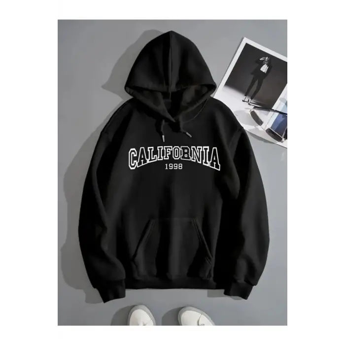 Calıfornıa Baskılı Sweatshırt Siyah