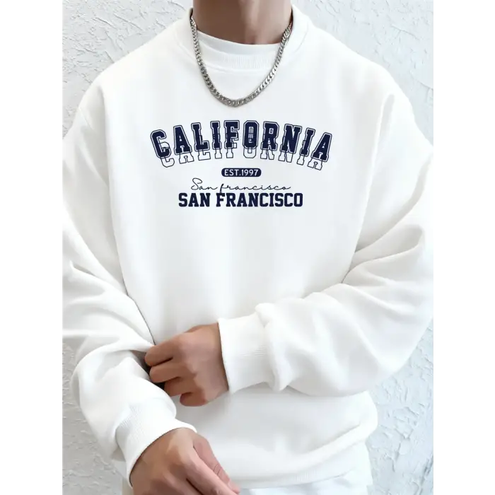 California San Francisco Est 1997 Baskı Sonbahar Koşu Kapüşonlu Üstü Erkek Günlük Basit Tişör