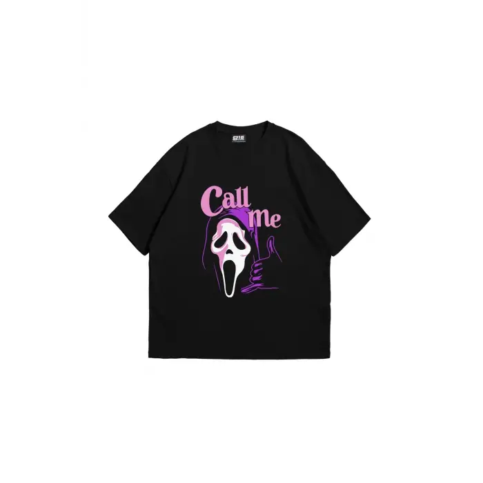 Call Me Baskılı Oversize Unisex Siyah