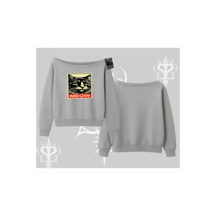 Candyland Yazılı Sevimli Kedi Baskılı Kapşonlu Sweatshirt