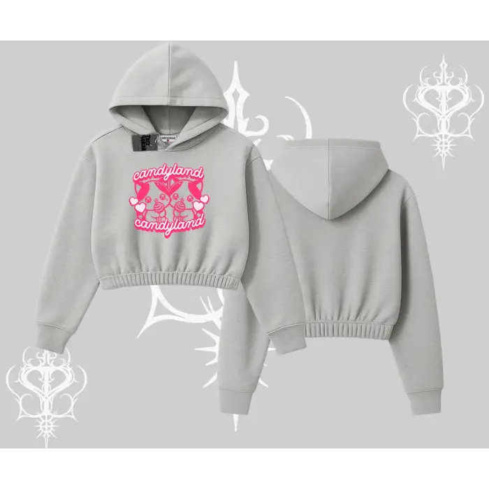 Candyland Yazılı Sevimli Kedi Baskılı Kolsuz Tshirt