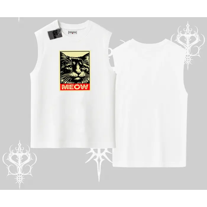 Candyland Yazılı Sevimli Kedi Baskılı Oversize Tshirt