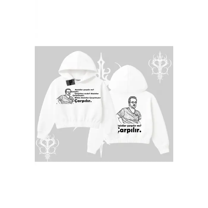 Çarpılır mı? Çarpılmıştır. Kapşonlu Crop Sweatshirt