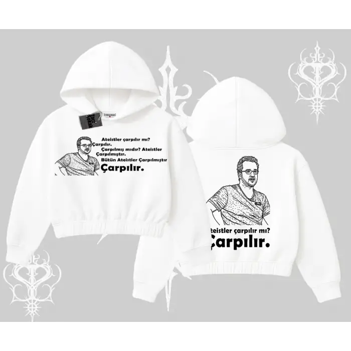 Çarpılır mı? Çarpılmıştır. Kapşonlu Crop Sweatshirt