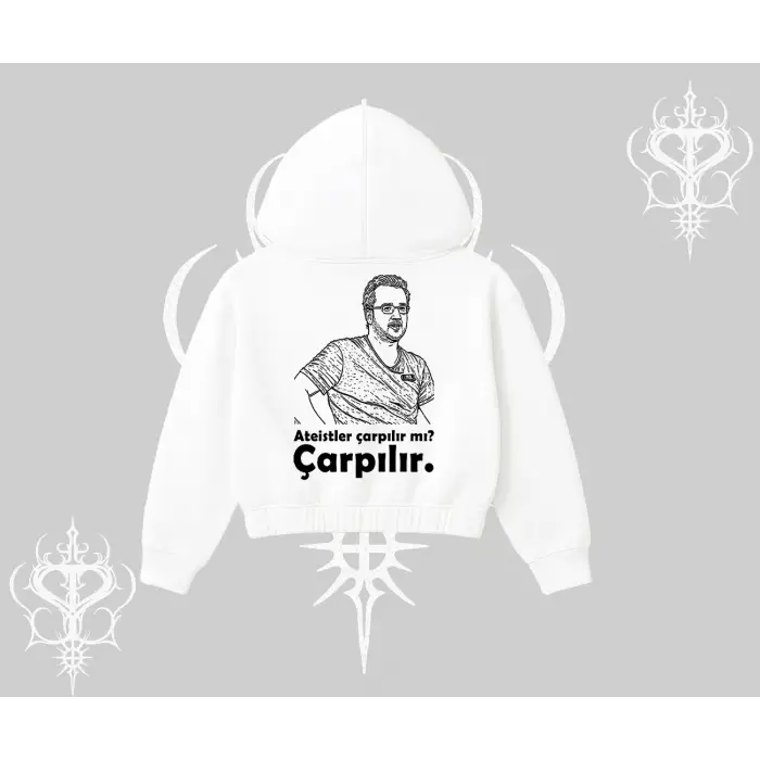 Çarpılır mı? Çarpılmıştır. Kapşonlu Crop Sweatshirt