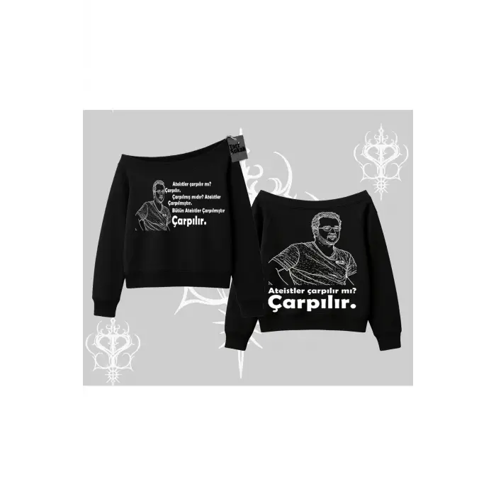 Çarpılır mı? Çarpılmıştır. Kayık Yaka Sweatshirt