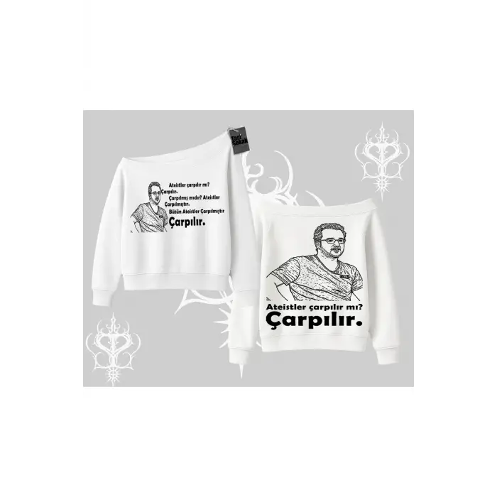 Çarpılır mı? Çarpılmıştır. Kayık Yaka Sweatshirt