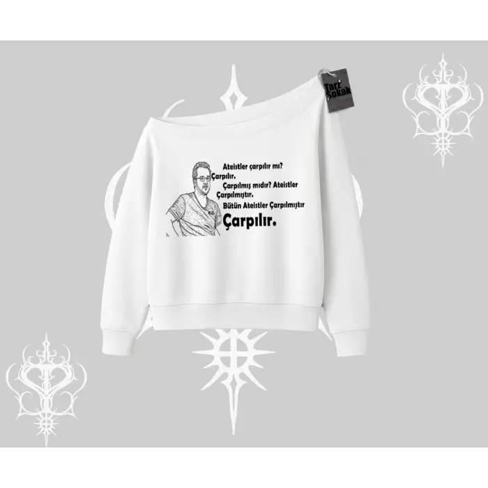 Çarpılır mı? Çarpılmıştır. Kayık Yaka Sweatshirt