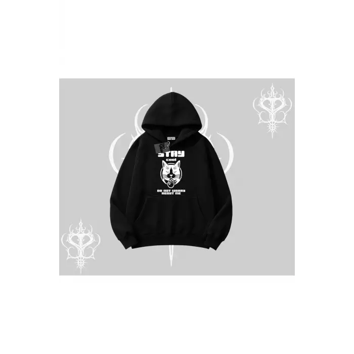 Catronaut Kedi Baskılı Biskilet Sweatshirt