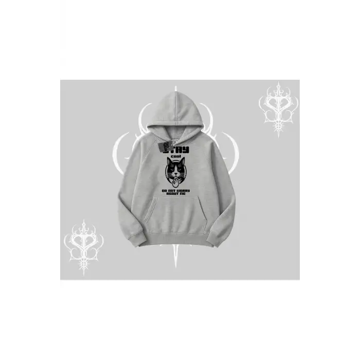Catronaut Kedi Baskılı Biskilet Sweatshirt