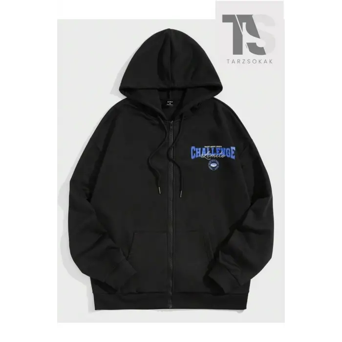Challange Sweatshirt Fermuarlı Hırka Siyah