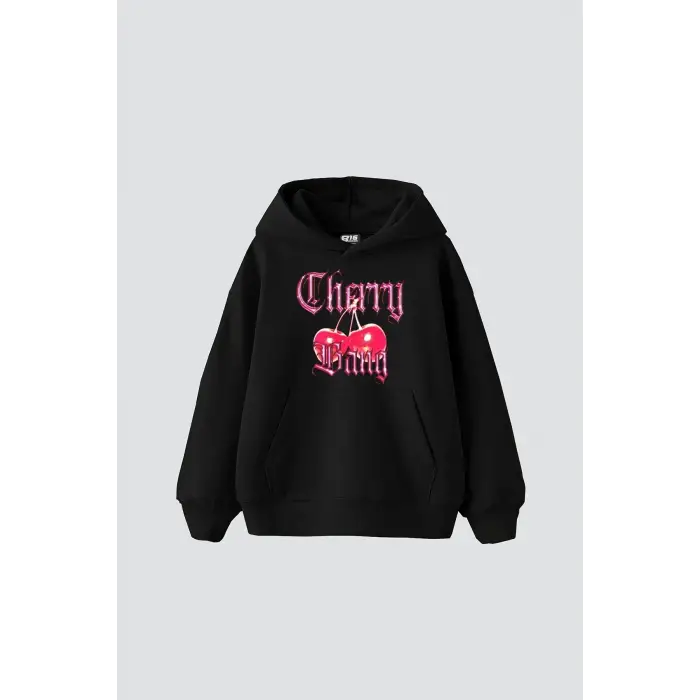 Cherry Gang Baskılı Oversize Unisex Siyah