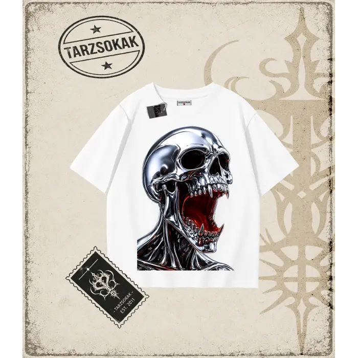CHROME SKULL Oversize Unisex Tişört