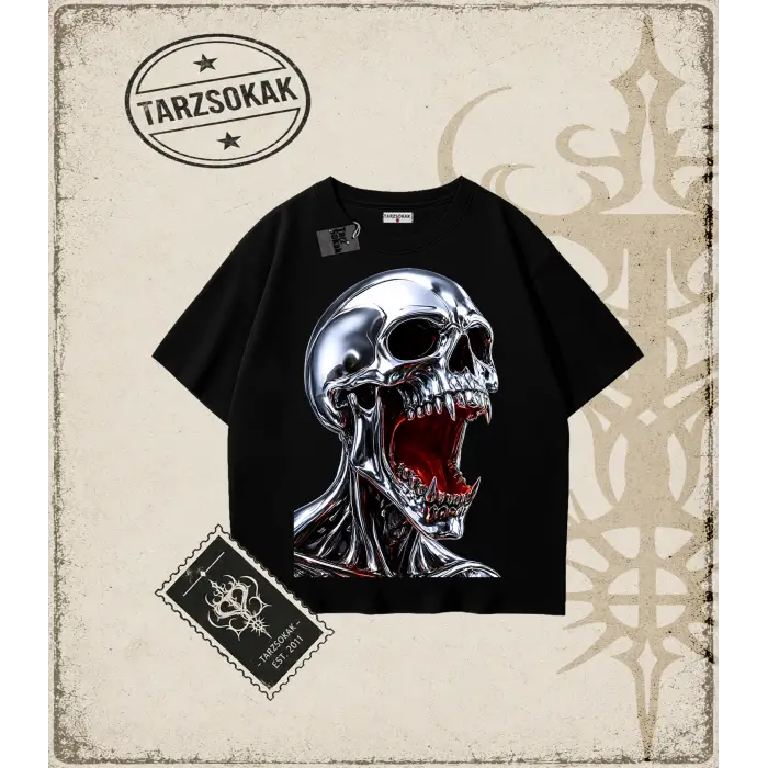 CHROME SKULL Oversize Unisex Tişört
