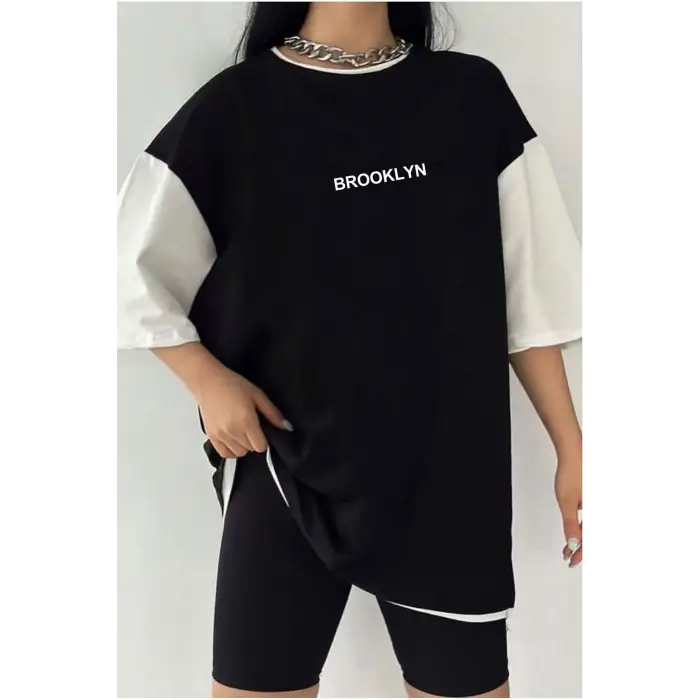 Çift Renk MİNİMAL BROOKLYN USA Baskılı Unisex Tshirt