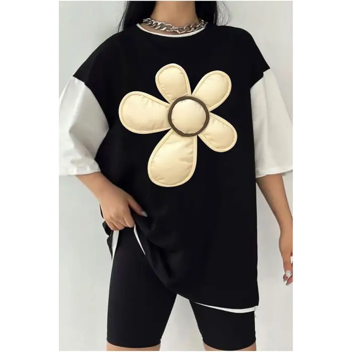 Çift Renk PAPATYA Baskılı Unisex Tshirt