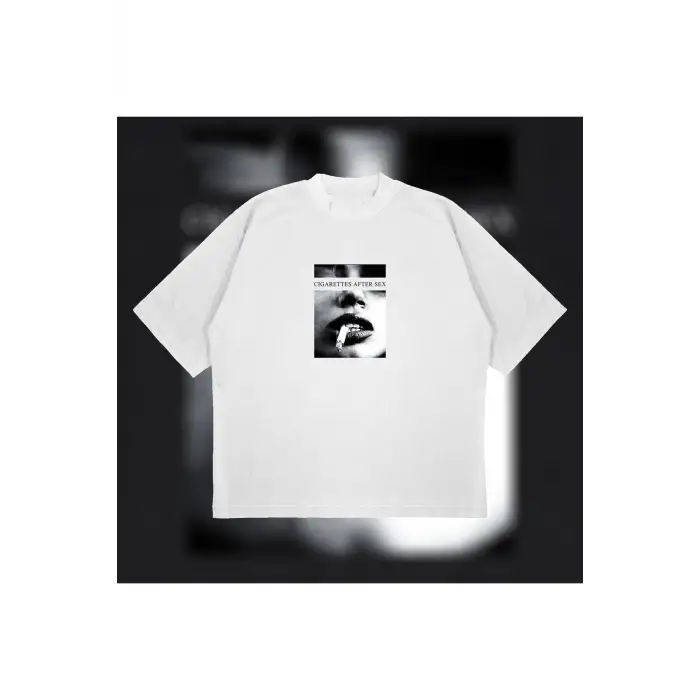 Cigarette After Baskılı Oversize Unisex Pamuklu Nefes Alan Kalın Kumaşlı