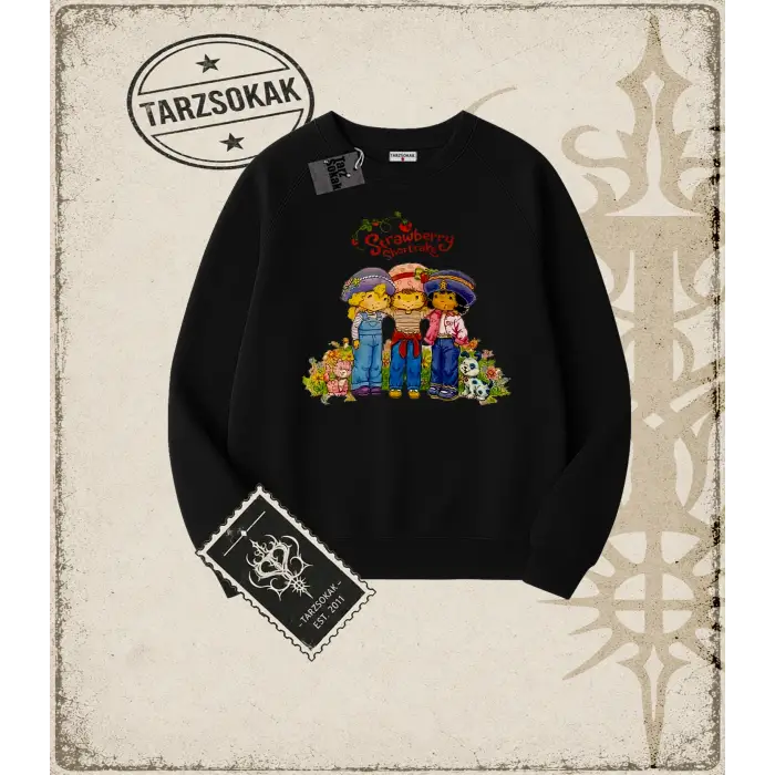 Çilek kız Oversize Unisex Bisiklet Yaka Sweatshirt