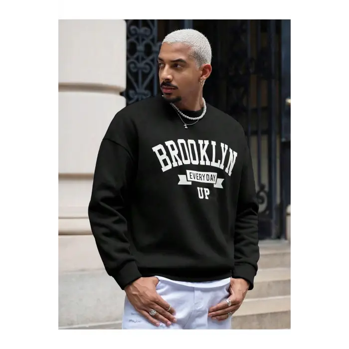 Coko serisi Manfinity Sporsity Letter Graphic Drop Shoulder Sweatshirt