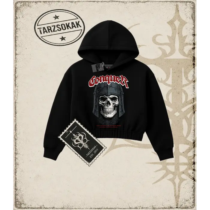 CONQUER Kadın Crop Kapşonlu Sweatshirt