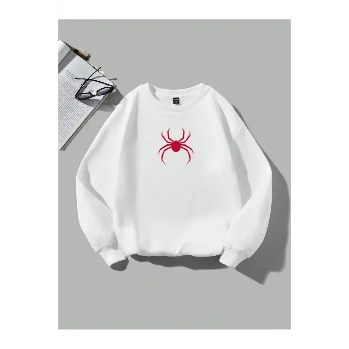 Coolane Bol Örümcek Desenli Sweatshirt Beyaz