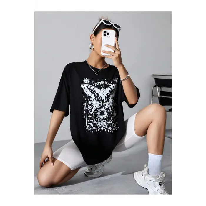 Coolane Kelebek Desenli Baskılı T-shirt