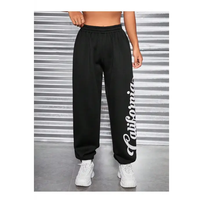 Coolane Letter Graphic Elastic Waist 4 Mevsim Eşofman