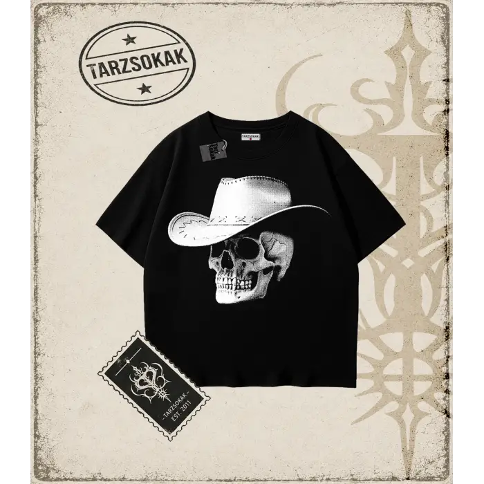 COWBOY SKULL Oversize Unisex Tişört