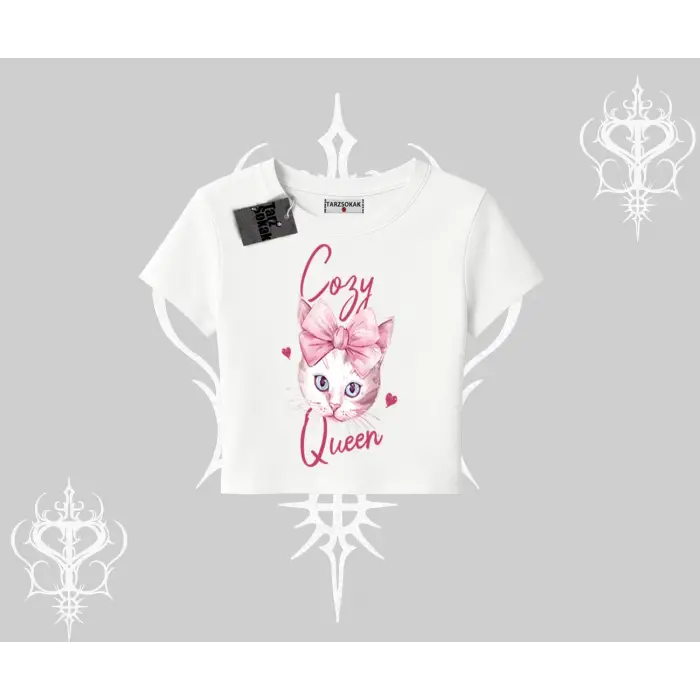 Cozy Queen Kedi Baskılı Babby Tee Tshirt