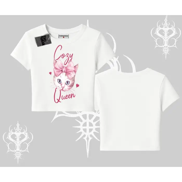 Cozy Queen Kedi Baskılı Babby Tee Tshirt