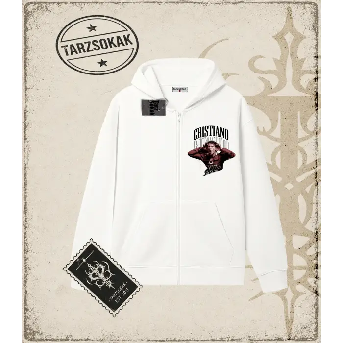 CR7 FRONT Oversize Unisex Hırka & Çeket Fermuarlı Sweatshirt