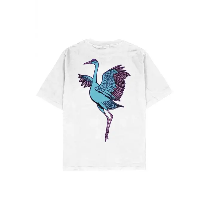 Crane Beyaz Oversize Unisex T-shirt