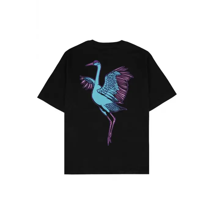 Crane Siyah Oversize Unisex T-shirt