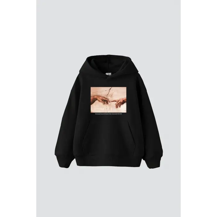 Creation of Adam Baskılı Oversize Unisex Siyah