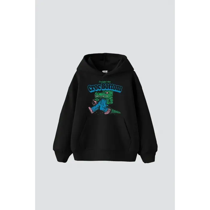 Croc Bottom Baskılı Oversize Unisex Premium Siyah