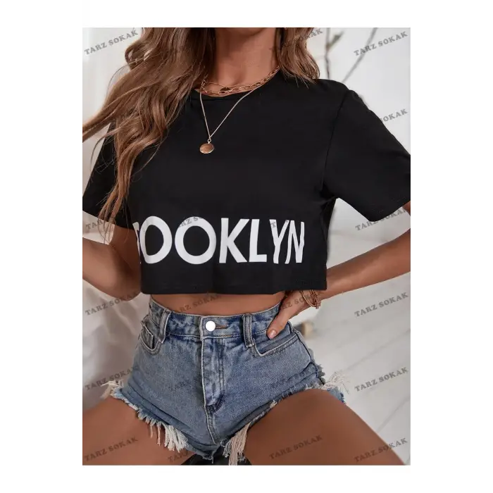 Crop CKOD-232913 Harf Grafikli Kırpma