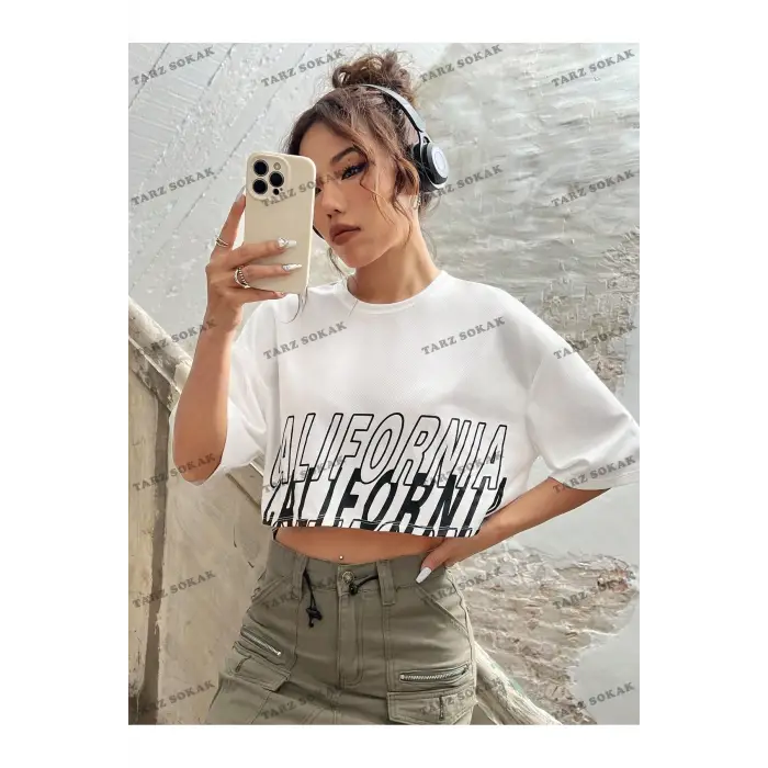 Crop CKOD-232913 Mektup Baskılı Kadın