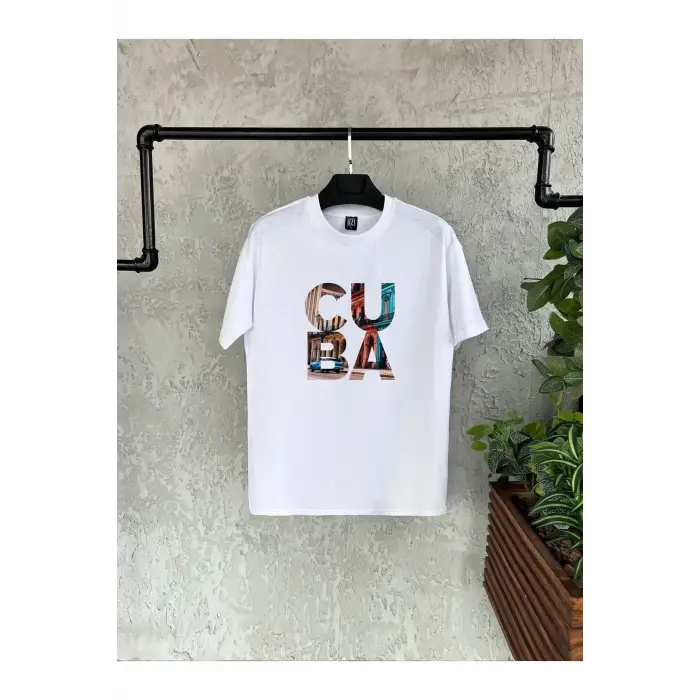 Cuba Baskılı Beyaz Erkek