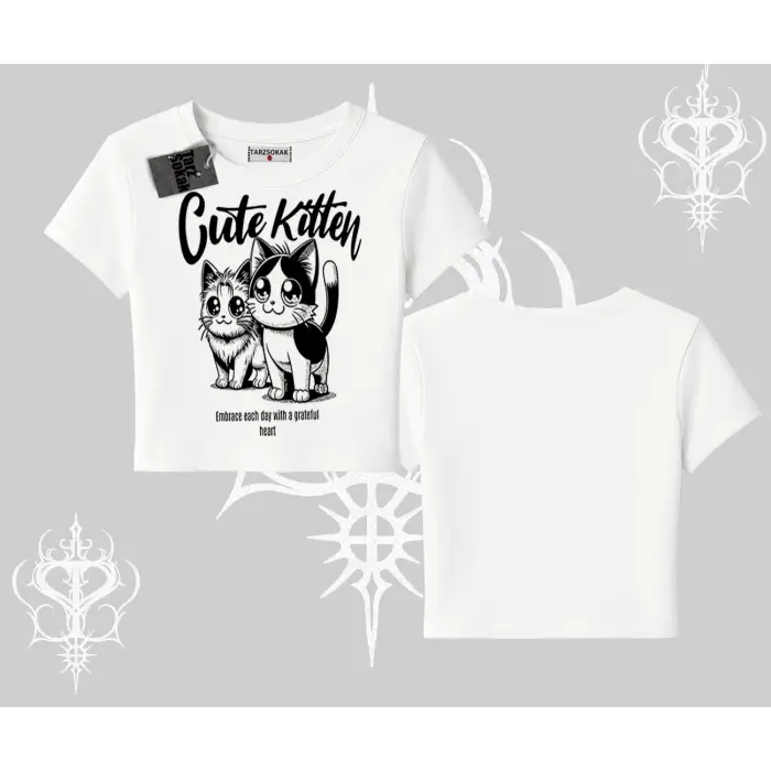 Cute Kitten Yazılı Sevimli Kedi Baskılı Babby Tee Tshirt