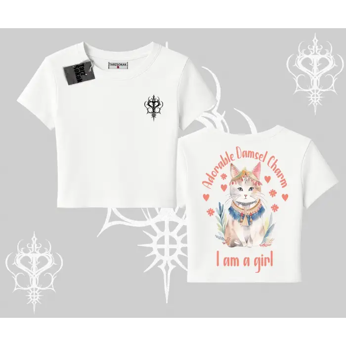 Cute Princess Kedi Tasarımlı Arka Baskılı Babby Tee Tshirt