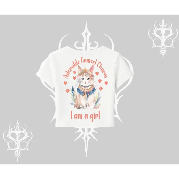Cute Princess Kedi Tasarımlı Arka Baskılı Babby Tee Tshirt