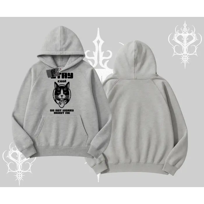 Cuteness Overload Kedi Baskılı Kapşonlu Sweatshirt