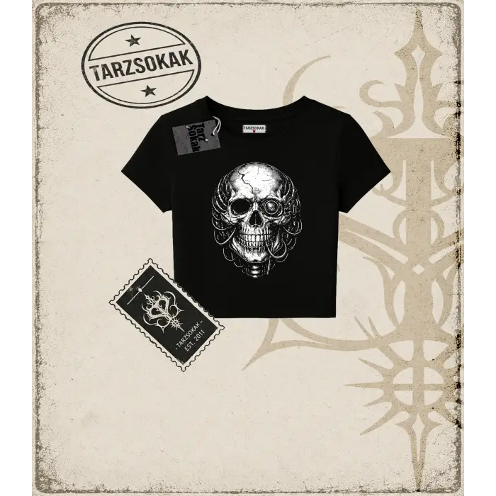 CYBER PUNK SKULL Kadın Baby Tee